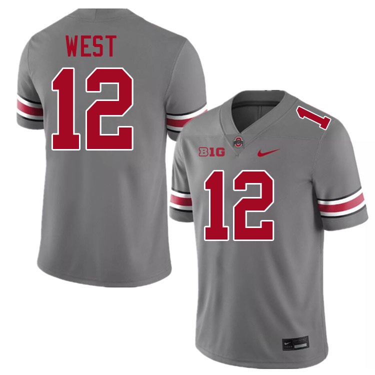 Men #12 Bryce West Ohio State Buckeyes College Football Jerseys Stitched-Grey